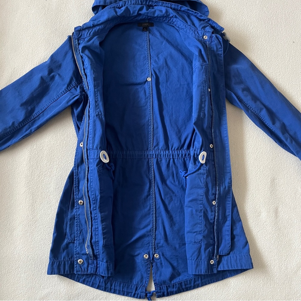 J Crew Women’s Blue Lagoon Fatigue Hooded Boyfriend Utility Jacket Cinch Waist - Picture 10 of 16
